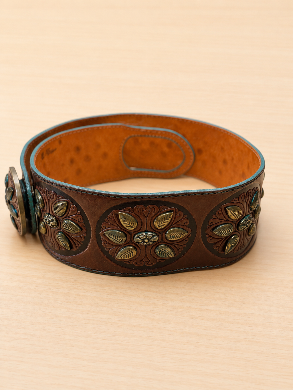 Belt- Les Copains Turquoise Leather Belt