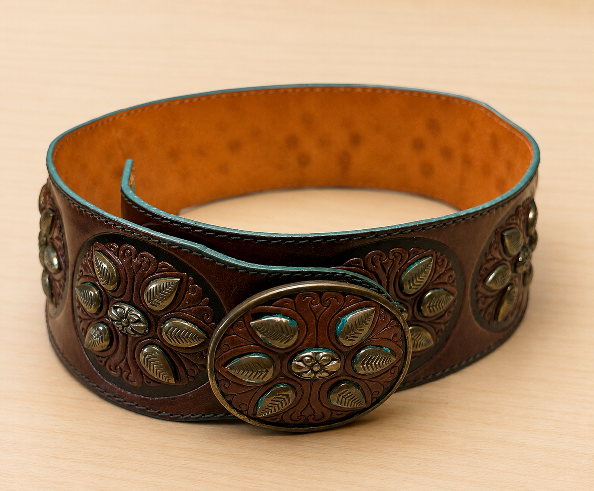 Belt- Les Copains Turquoise Leather Belt