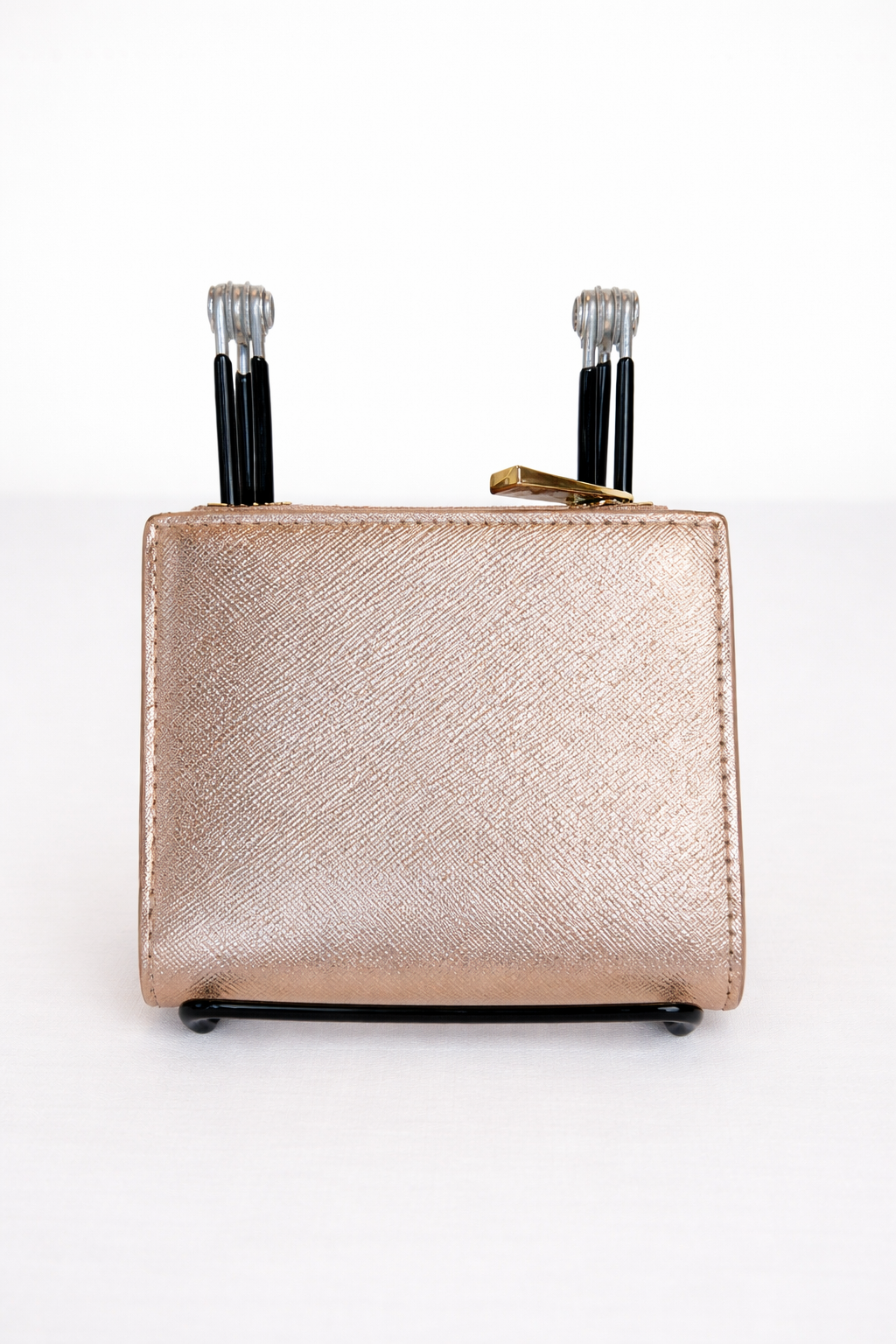 Wallet- Authentic Tory Burch Emerson Metallic Mini Wallet in Rose Gold