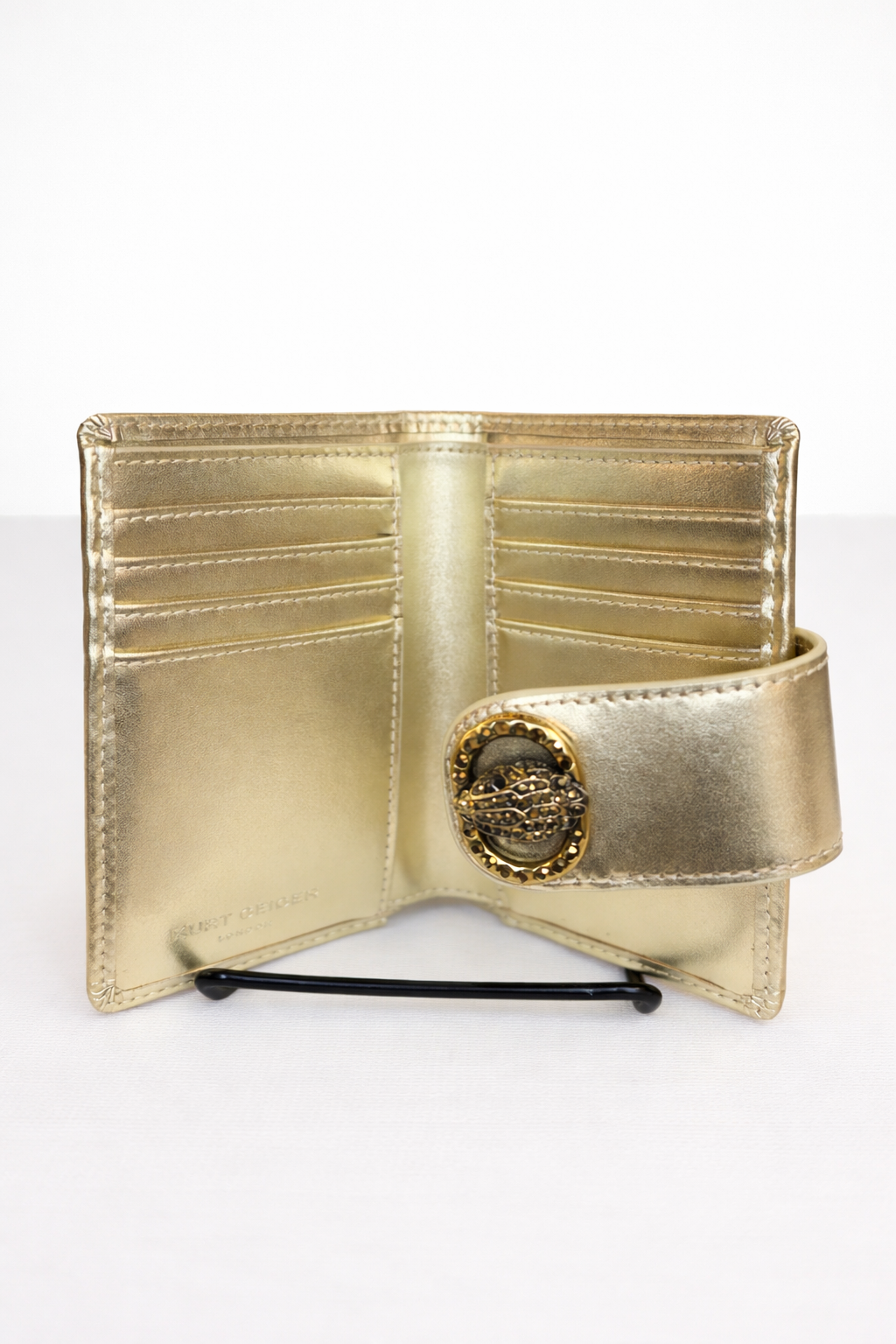Wallet- Authentic Kurt Geiger Logo-Plaque Wallet in Gold