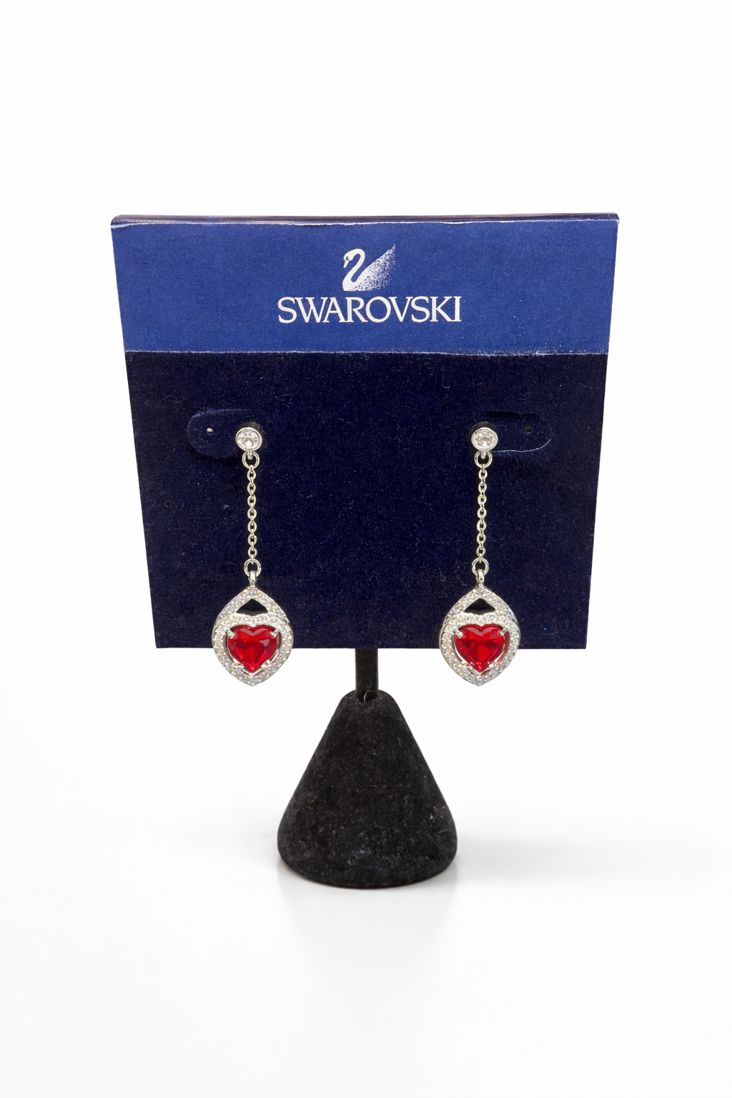Earrings- Swarovski Melesia red heart-shaped crystal drop earrings