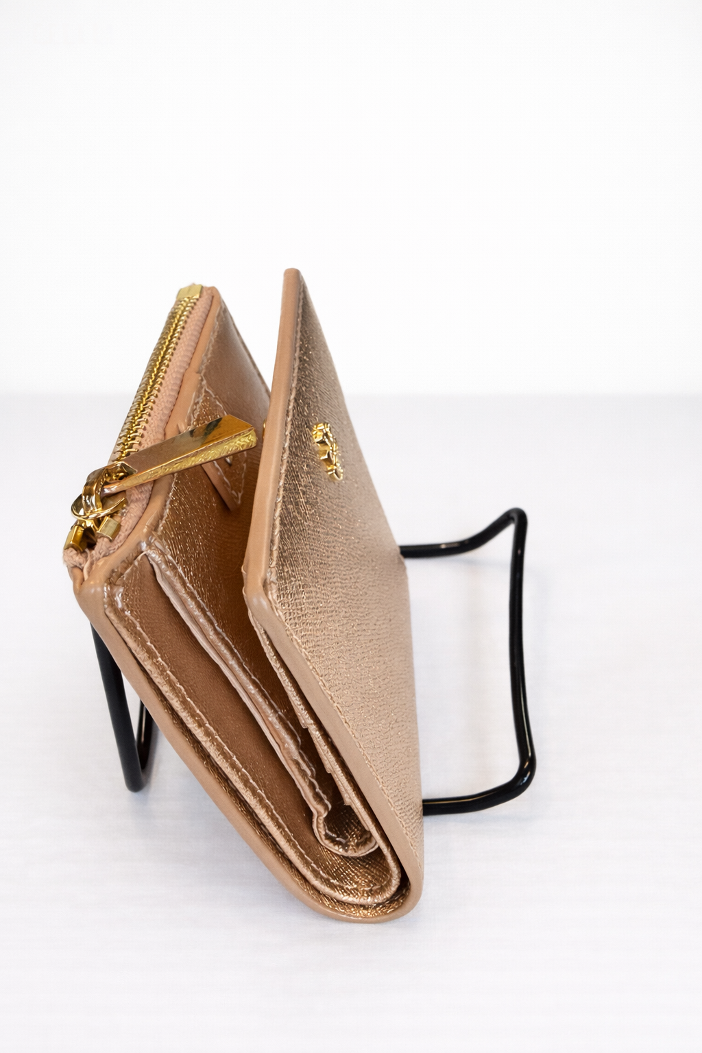 Wallet- Authentic Tory Burch Emerson Metallic Mini Wallet in Rose Gold